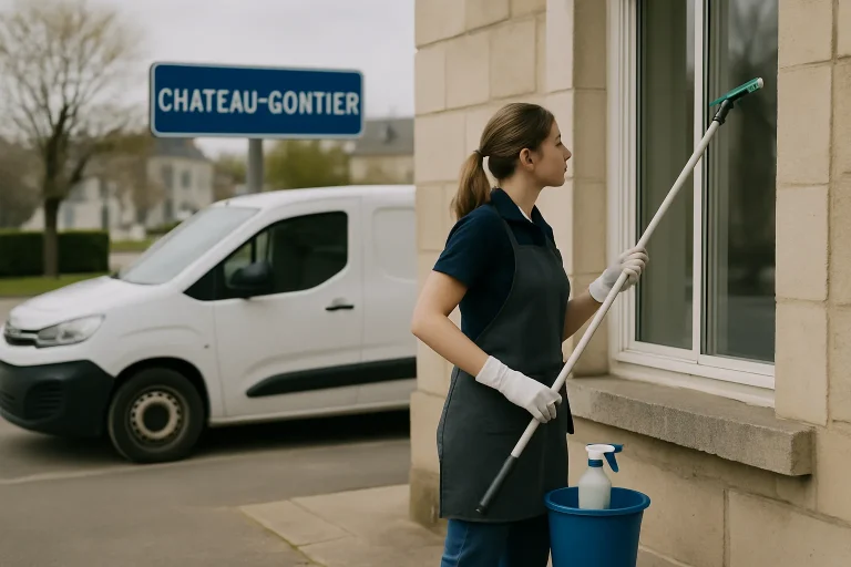 Équipements de nettoyage disposés dans un environnement urbain à CHATEAU-GONTIER.